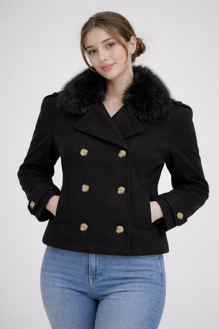 MPL Woman Cashmere Collar Fur Coat 60560 - Commerce City