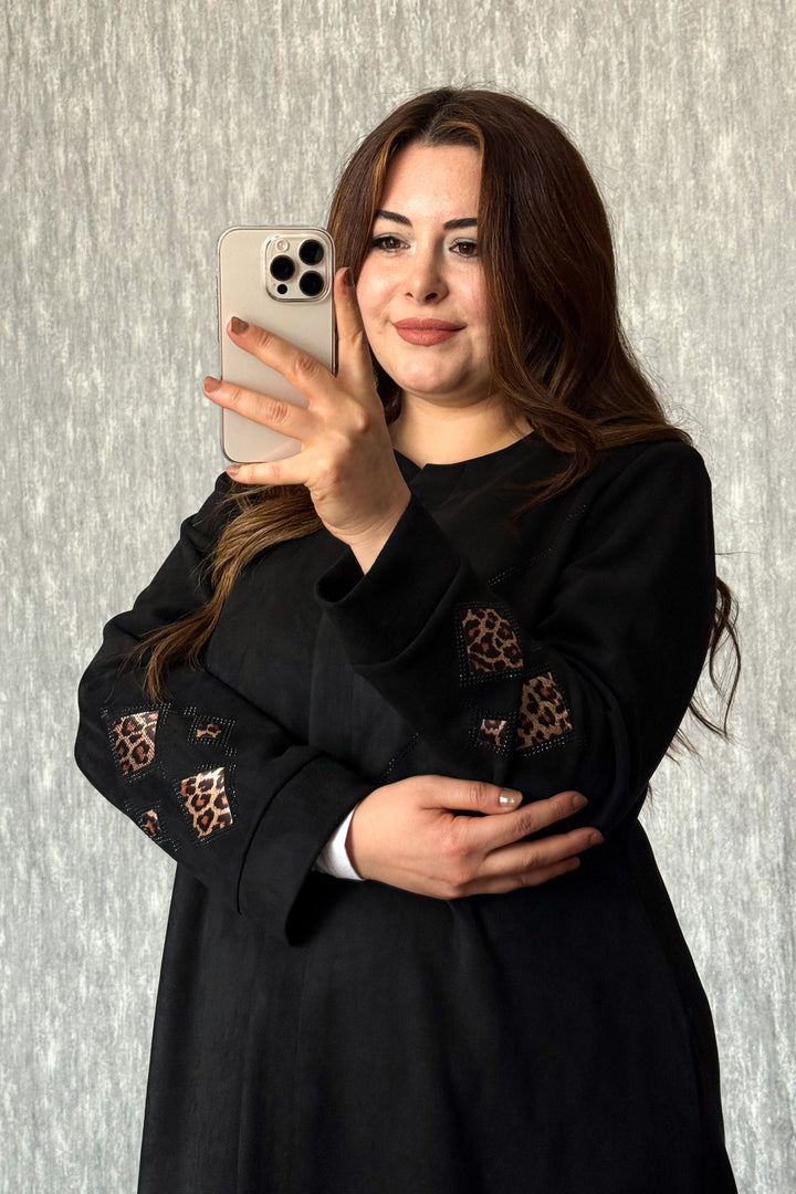 MPL Kadın Leopar Nakışlı Süet Pardesü - Borehamwood