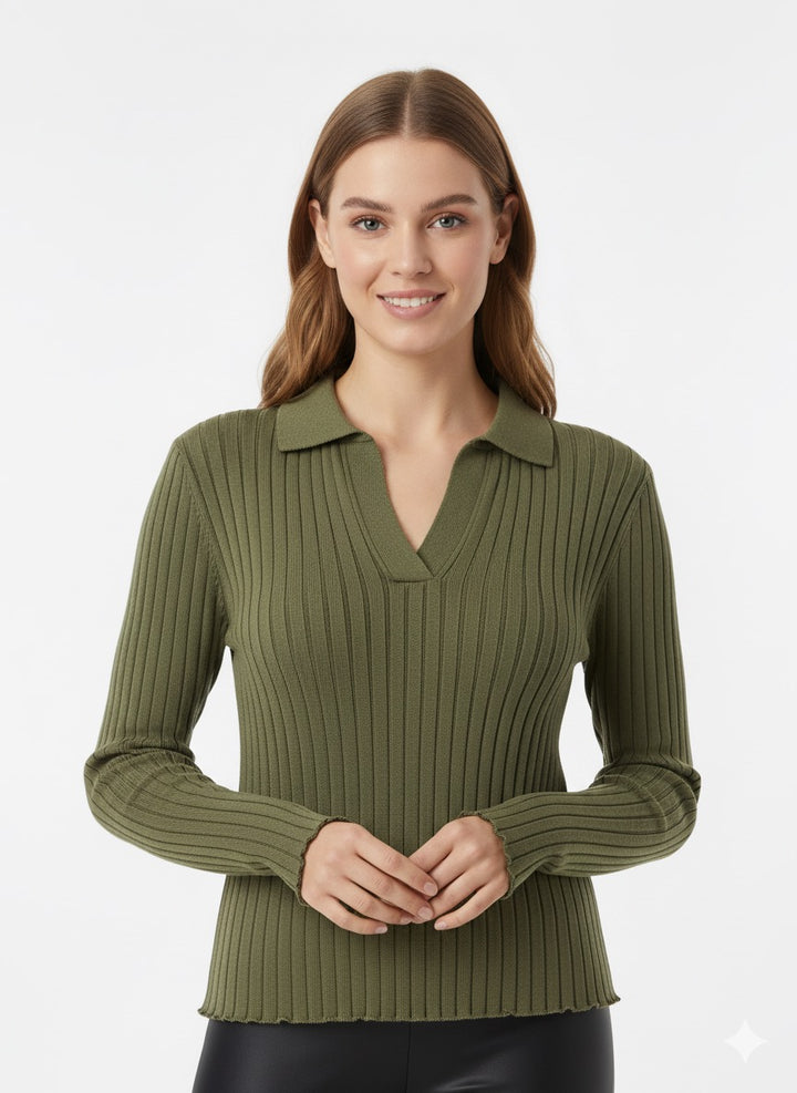 MPL Women's Ribbed Polo Neck Sweater 5059 - San Marcos