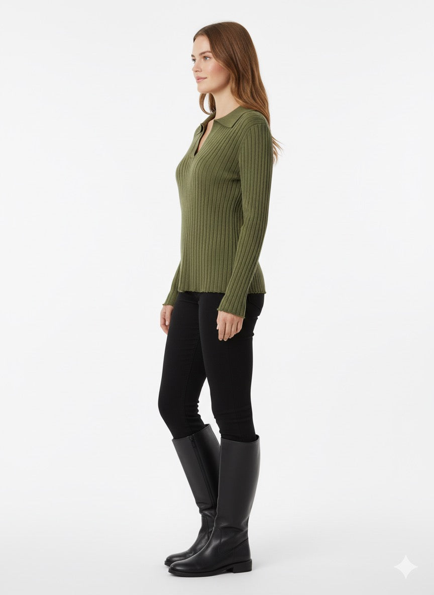 MPL Women's Ribbed Polo Neck Sweater 5059 - San Marcos
