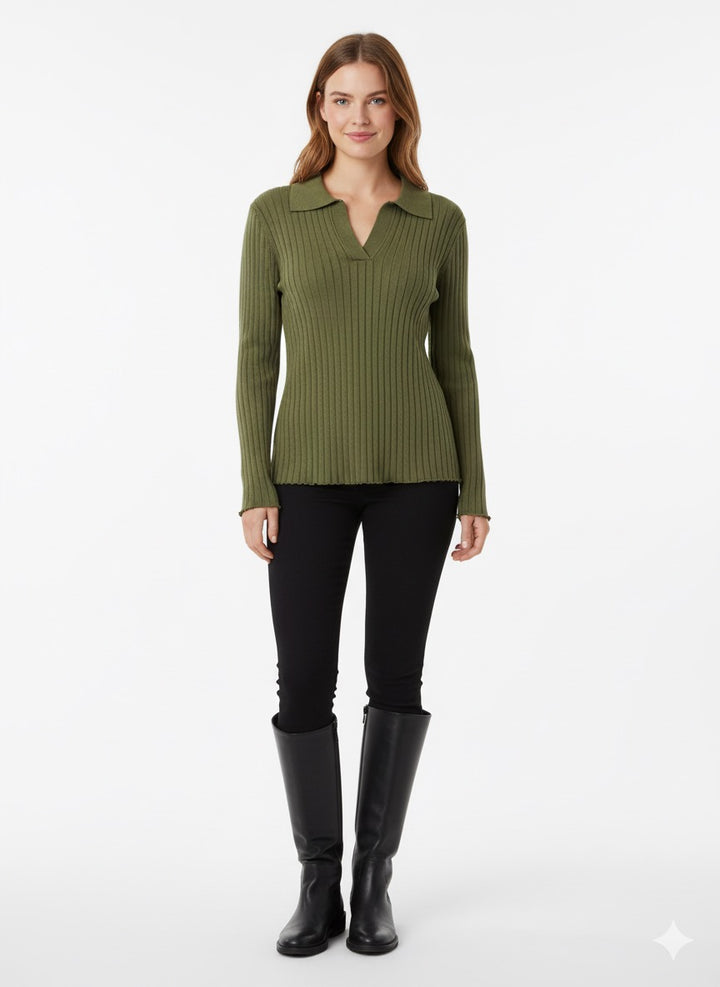MPL Women's Ribbed Polo Neck Sweater 5059 - San Marcos