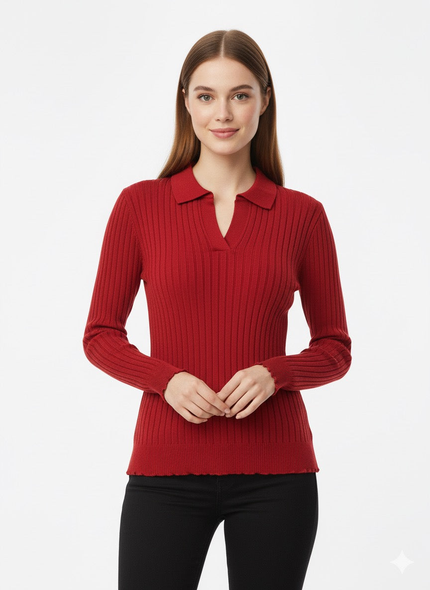 MPL Kadın Fitilli Polo Yaka Kazak 5059 - Jackson