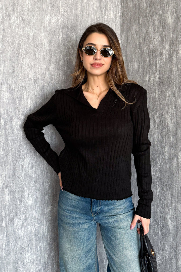 MPL Kadın Fitilli Polo Yaka Kazak 5059 - Manchester