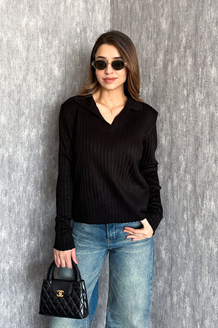 MPL Kadın Fitilli Polo Yaka Kazak 5059 - Manchester