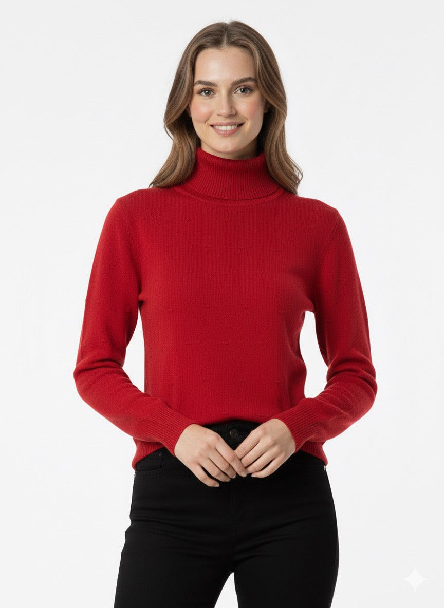 MPL Woman Pom Pom Patterned Half Fisherman Sweater 5200 - Upper Darby