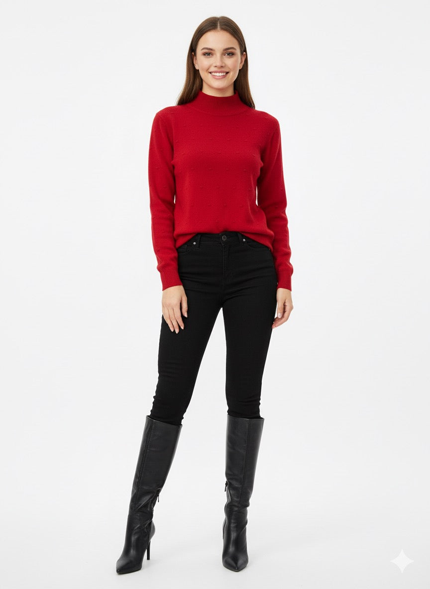 MPL Woman Pom Pom Patterned Half Fisherman Sweater 5200 - Upper Darby