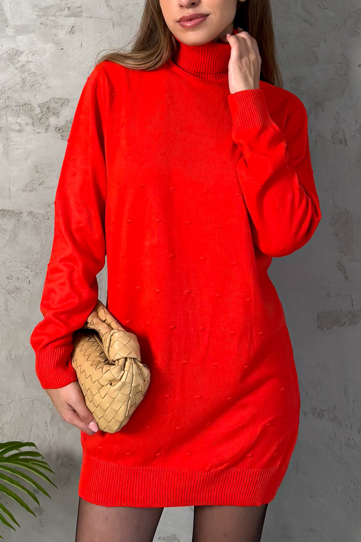 MPL Woman Pom Pom Patterned Fisherman Collar Knit Tunic 5211 - Idaho Falls