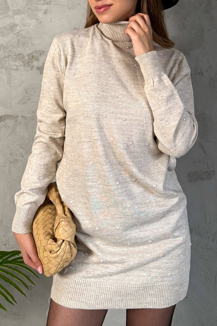 MPL Woman Pom Pom Patterned Fisherman Collar Knit Tunic 5211 - Bristol
