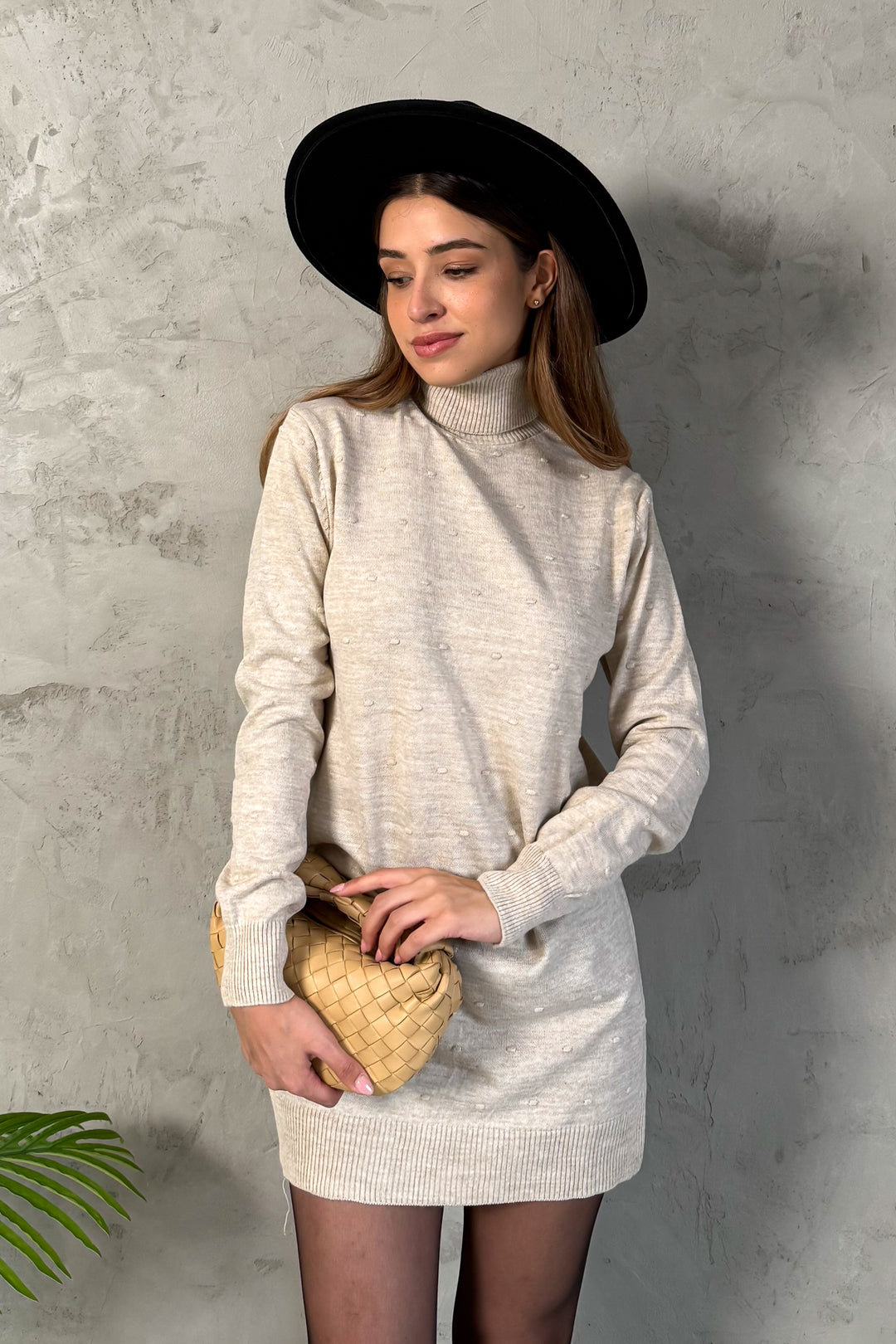 MPL Woman Pom Pom Patterned Fisherman Collar Knit Tunic 5211 - Bristol