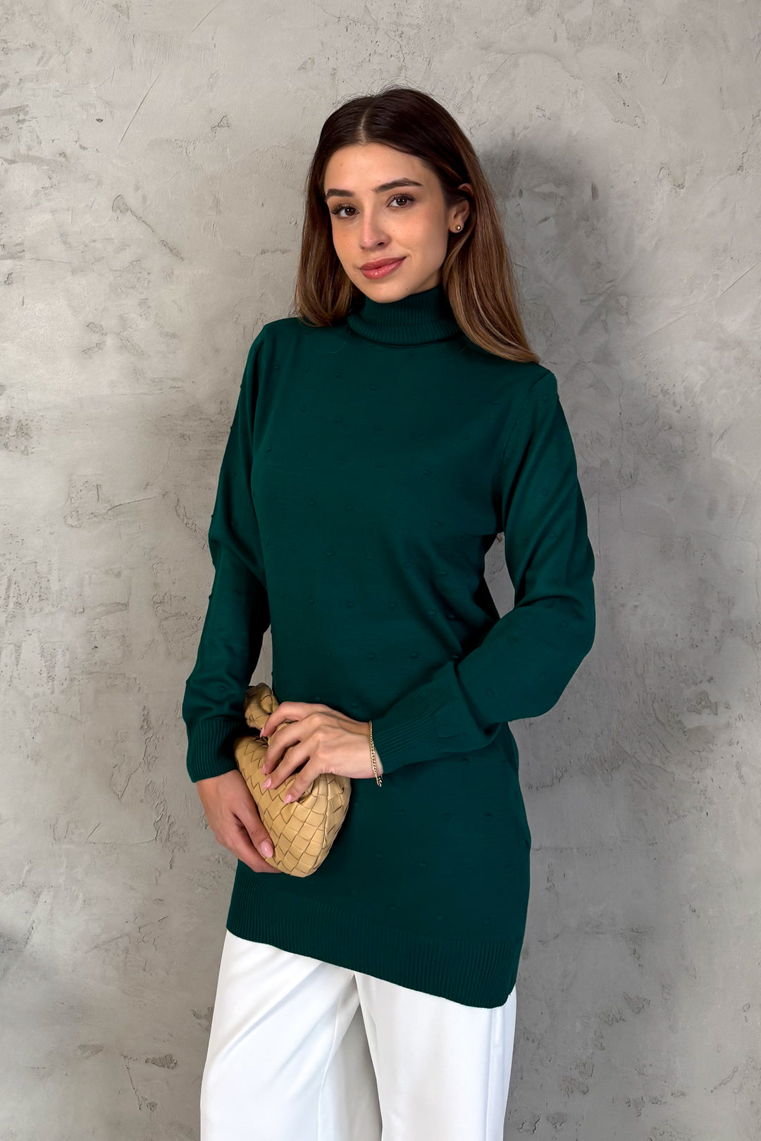 MPL Woman Pom Pom Patterned Fisherman Collar Knit Tunic 5211 - Heroica Guaymas