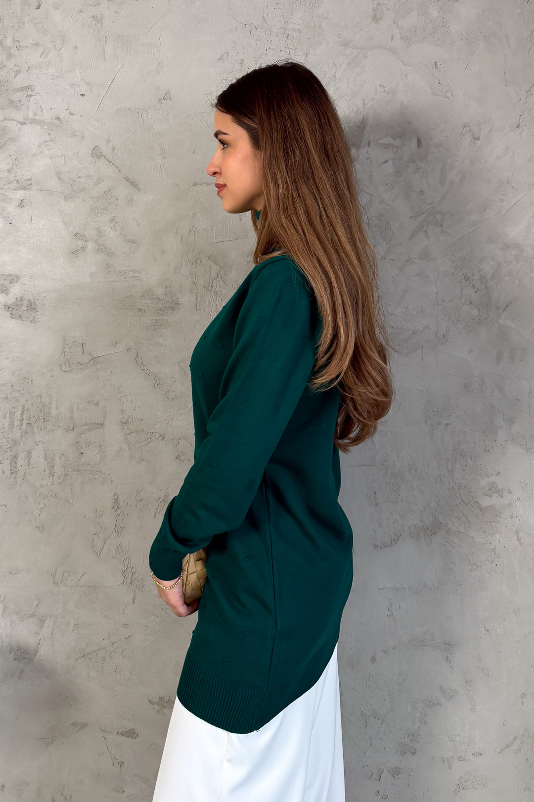 MPL Woman Pom Pom Patterned Fisherman Collar Knit Tunic 5211 - Heroica Guaymas