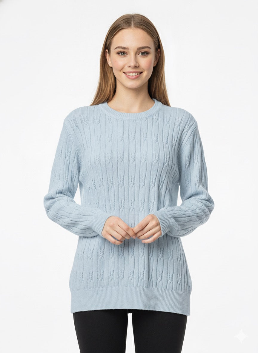 MPL Woman Hair Braided Patterned Knit Sweater 5354 - Greenford