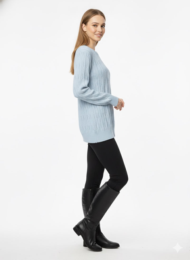 MPL Woman Hair Braided Patterned Knit Sweater 5354 - Greenford