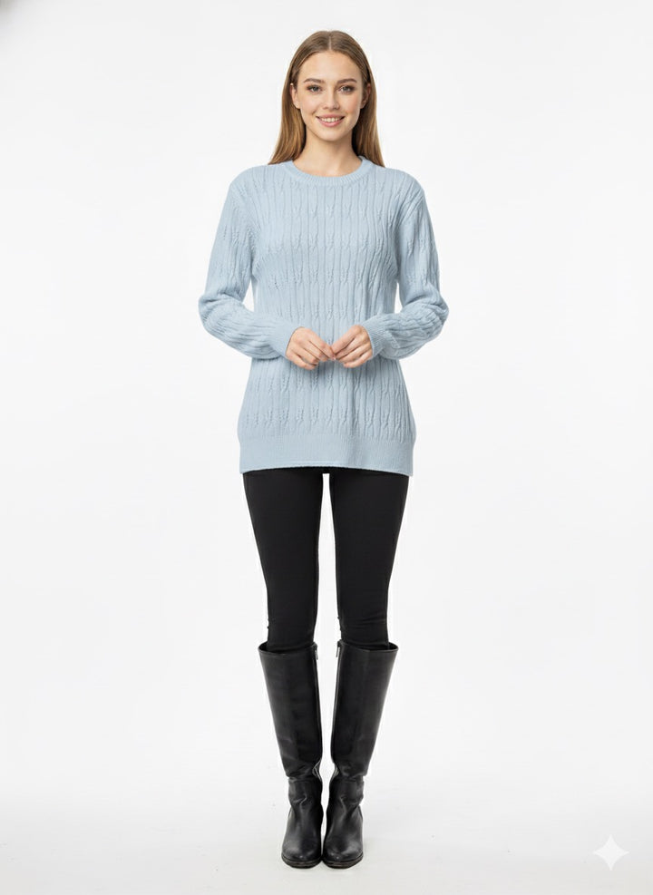 MPL Woman Hair Braided Patterned Knit Sweater 5354 - Greenford