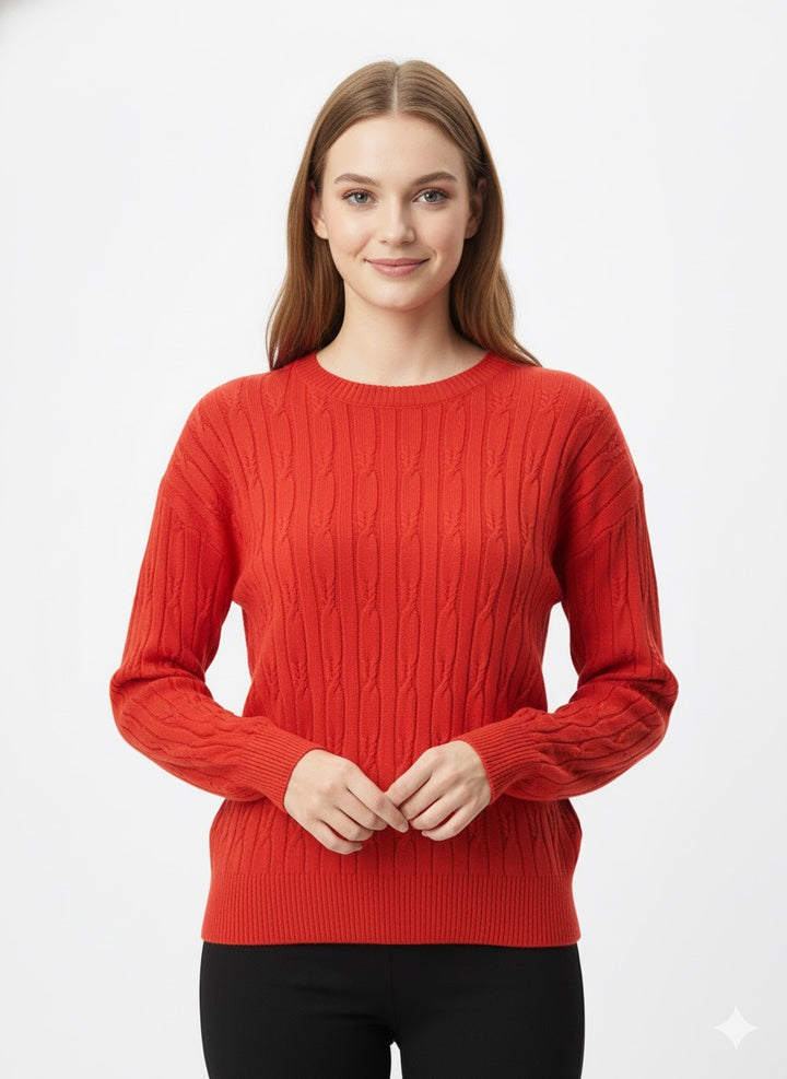 MPL Kadın Saç Örgü Desenli Triko Kazak 5354 - Charleston