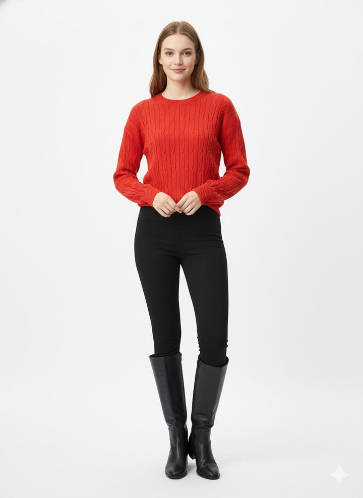 MPL Kadın Saç Örgü Desenli Triko Kazak 5354 - Charleston