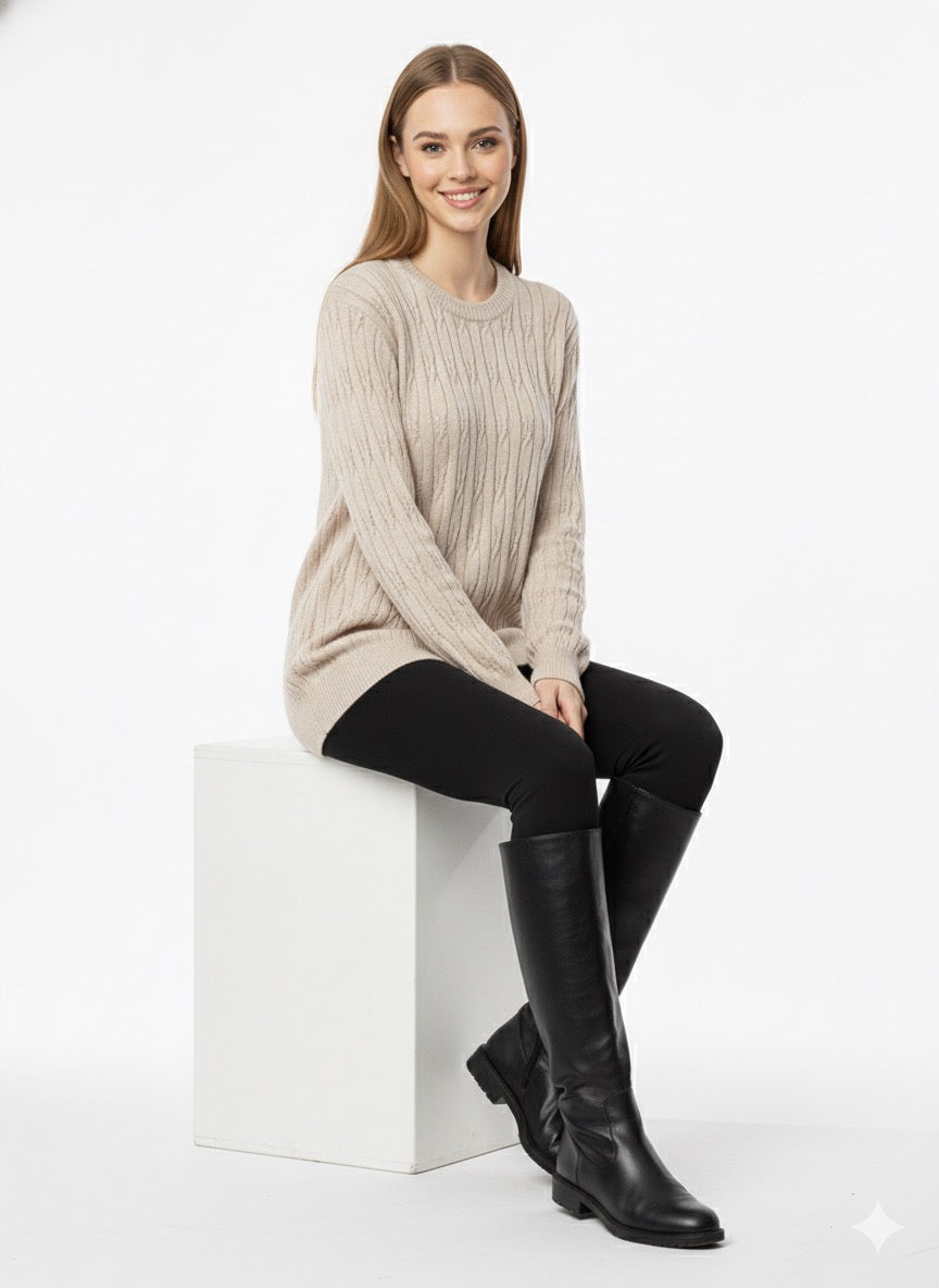 MPL Kadın Saç Örgü Desenli Triko Kazak 5354 - Hürth