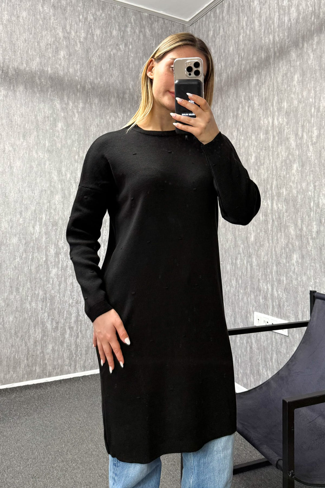 MPL Kadın Ponpon Desenli Uzun Triko Tunik 5820 - Tallinn