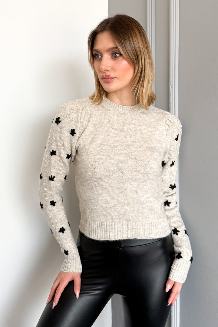 MPL Woman Arm Flower Embroidered Sweater 7252 - Orem