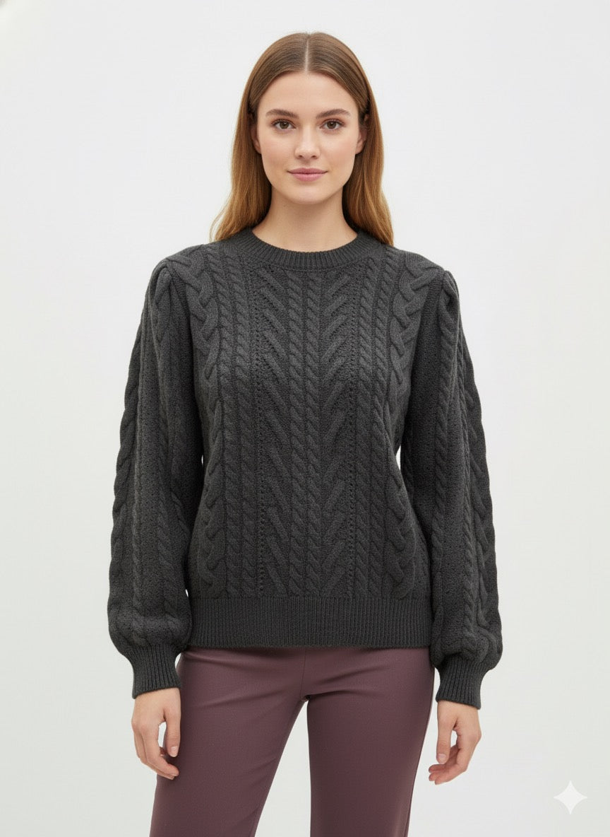 MPL Woman Hair Braided Knit Sweater 7395 - Gotha