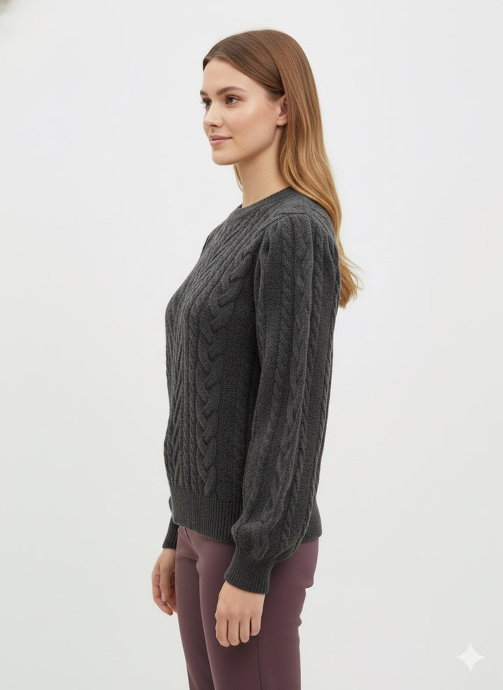 MPL Woman Hair Braided Knit Sweater 7395 - Gotha