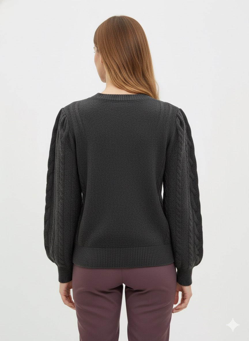 MPL Woman Hair Braided Knit Sweater 7395 - Gotha