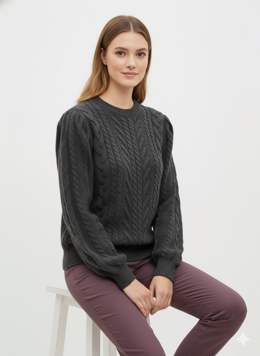 MPL Woman Hair Braided Knit Sweater 7395 - Gotha