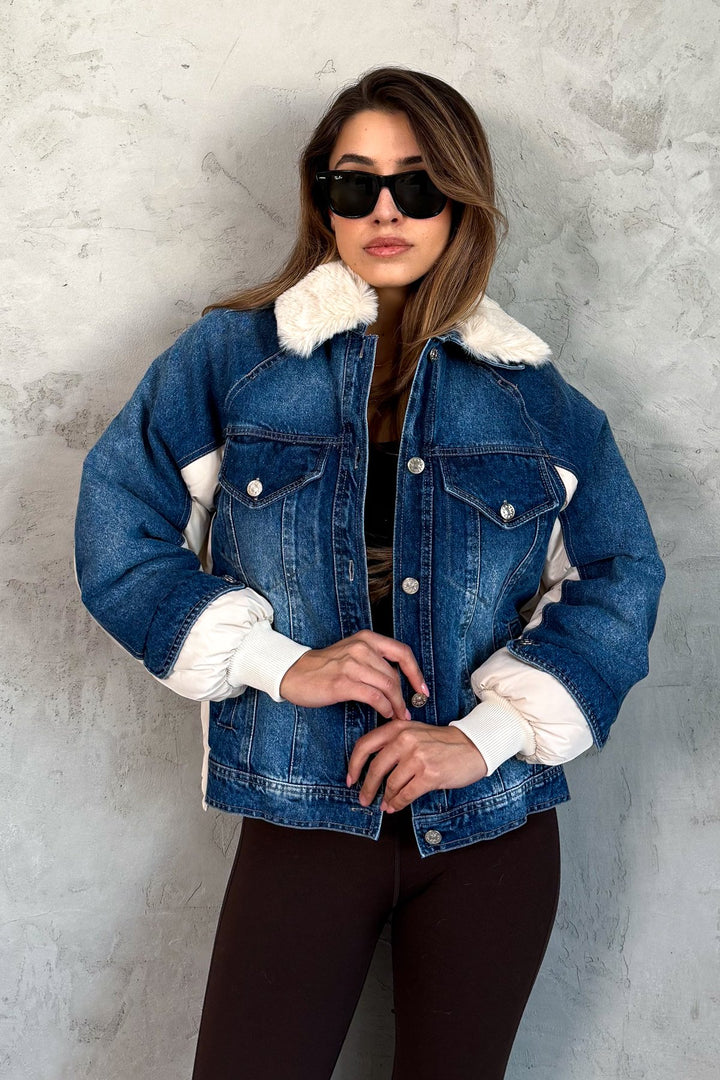 MPL Women's Fur Collar Denim Jacket 99424 - Rochester