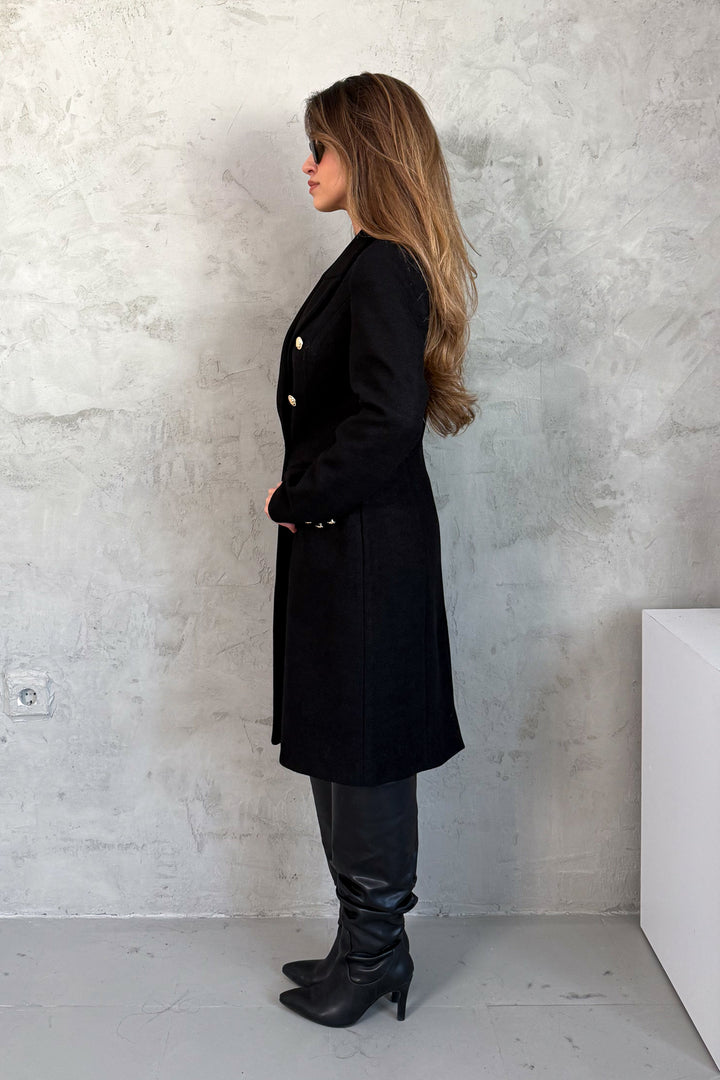 MPL Kadın Metal Düğmeli Kruvaze Kaşe Kaban 99671 - Mönchengladbach