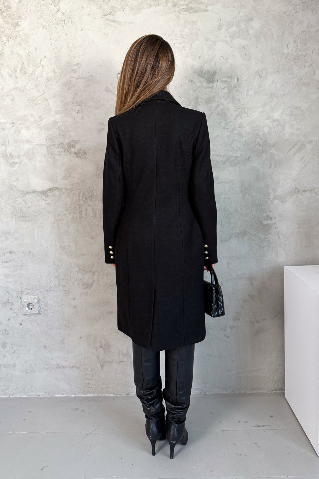 MPL Kadın Metal Düğmeli Kruvaze Kaşe Kaban 99671 - Mönchengladbach