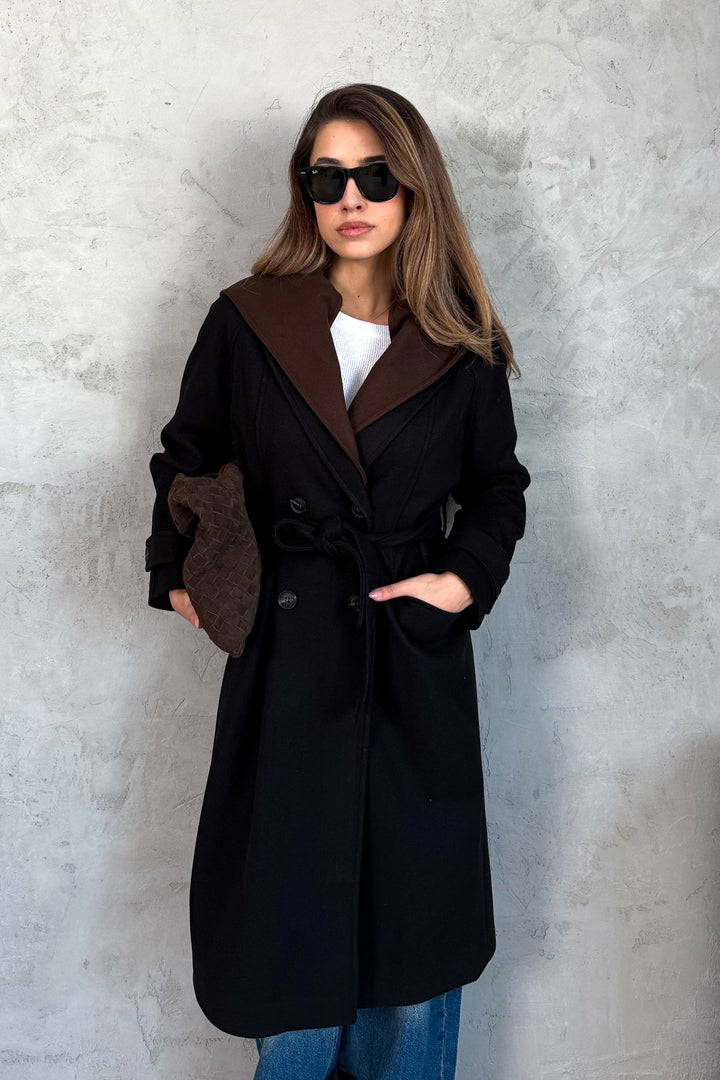 MPL Kadın Kapüşonlu Uzun Kaşe Kaban 99692 - Monroe