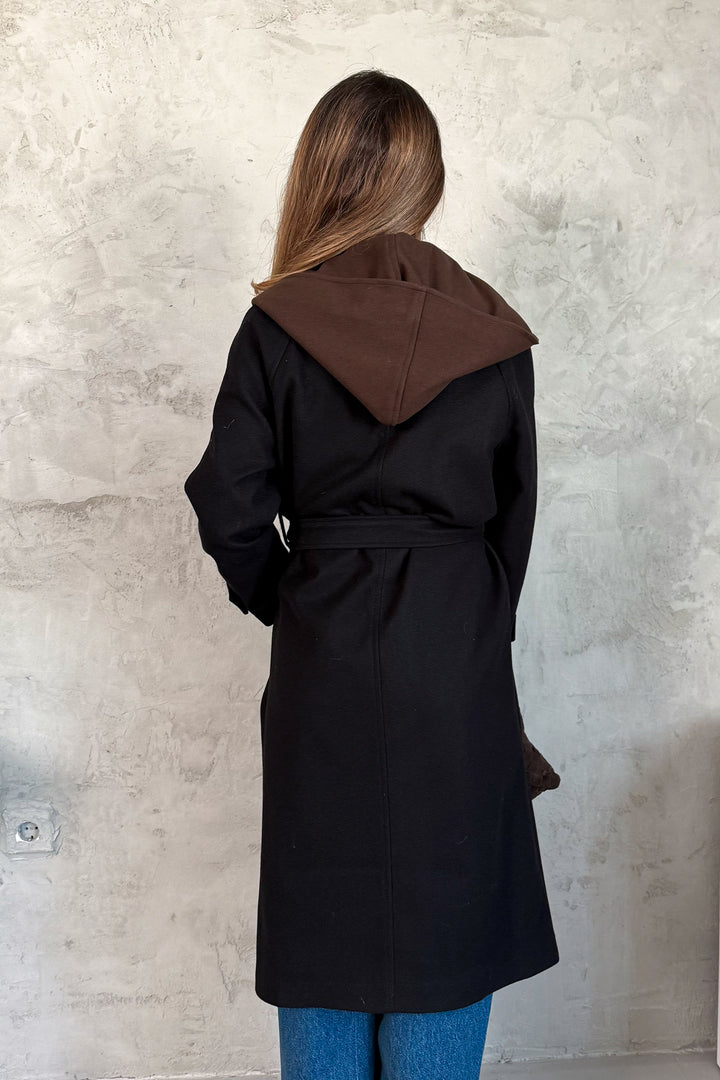 MPL Kadın Kapüşonlu Uzun Kaşe Kaban 99692 - Monroe