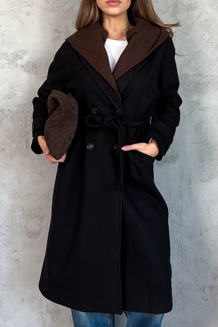 MPL Kadın Kapüşonlu Uzun Kaşe Kaban 99692 - Monroe