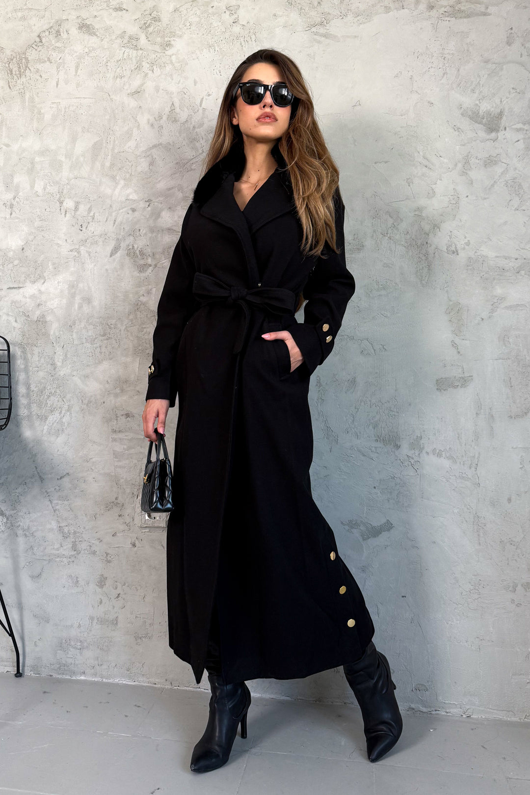 MPL Woman Collar Fur Long Coat 99693 - Lippstadt