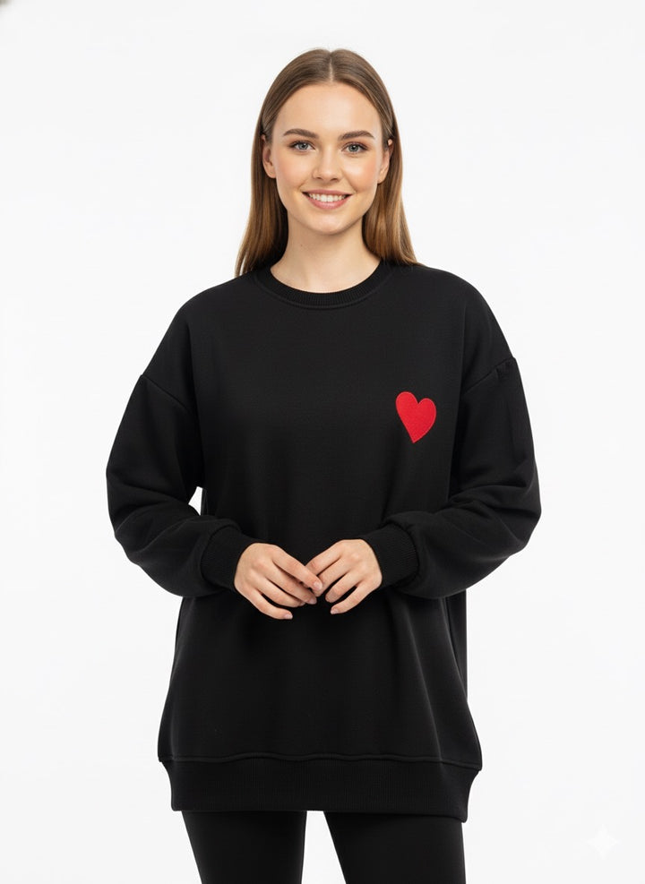 MPL Kadın 3 İp Kalp Baskılı Sweat - Killeen