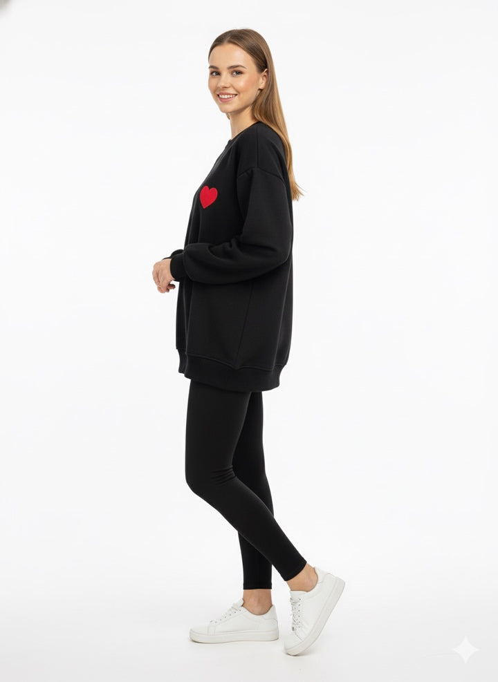 MPL Kadın 3 İp Kalp Baskılı Sweat - Killeen