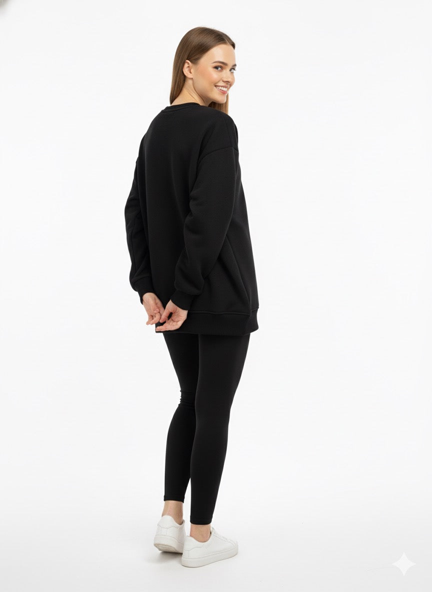 MPL Kadın 3 İp Kalp Baskılı Sweat - Killeen