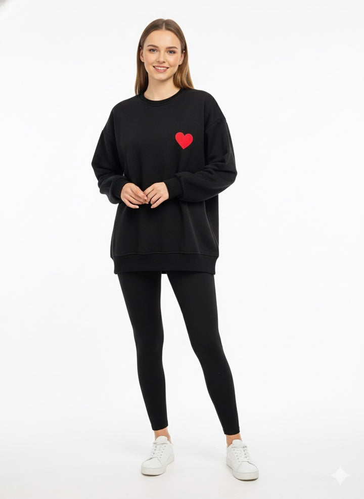 MPL Kadın 3 İp Kalp Baskılı Sweat - Killeen