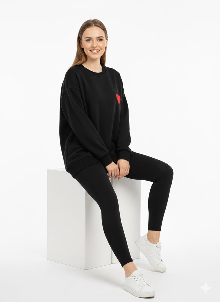 MPL Kadın 3 İp Kalp Baskılı Sweat - Killeen