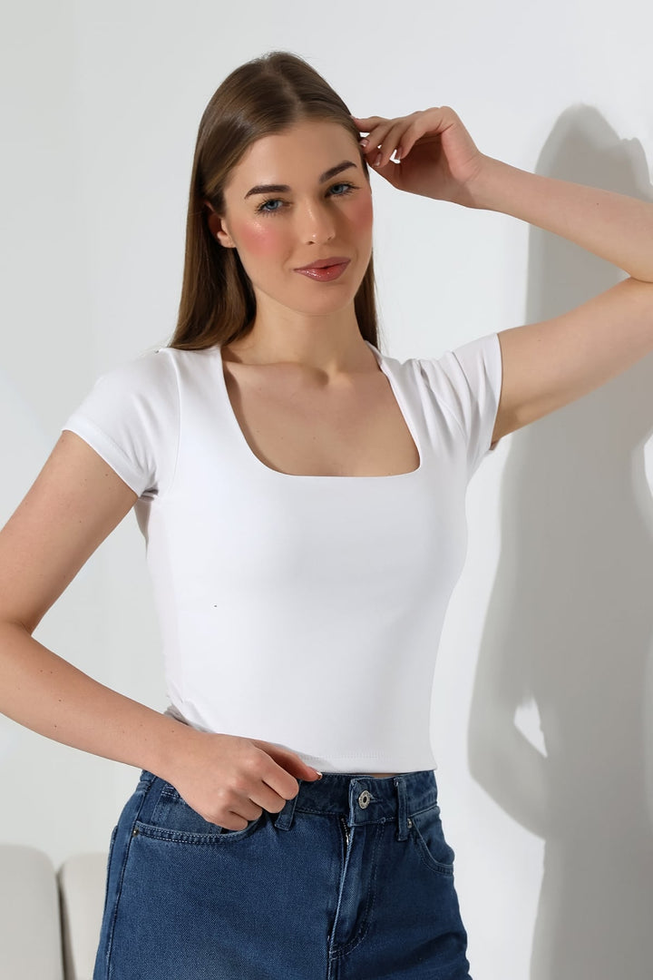 MPL Kadın Kare Yaka Kısa Kol Likralı Crop Body 21804 - Ottawa