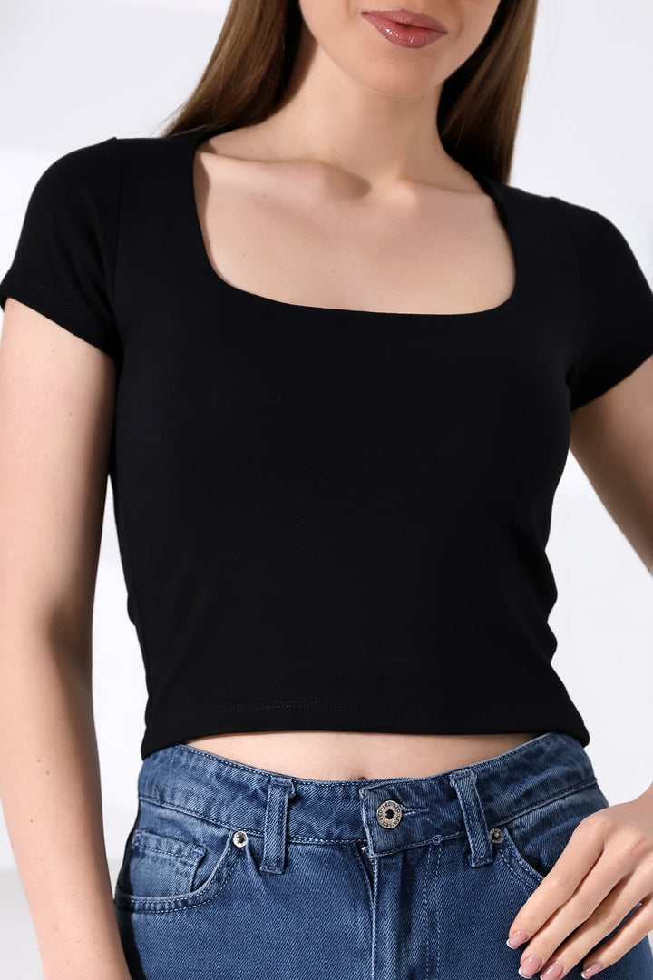 MPL Kadın Kare Yaka Kısa Kol Likralı Crop Body 21804 - Decatur