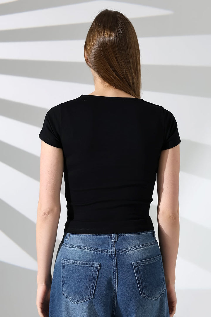 MPL Kadın Kare Yaka Kısa Kol Likralı Crop Body 21804 - Decatur