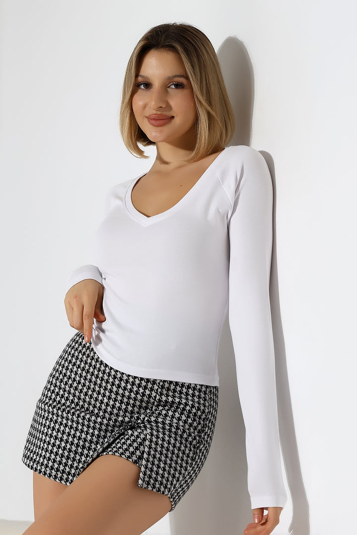 MPL Women's Wide V-Neck Long Sleeve Blouse 21948 - El Mirage