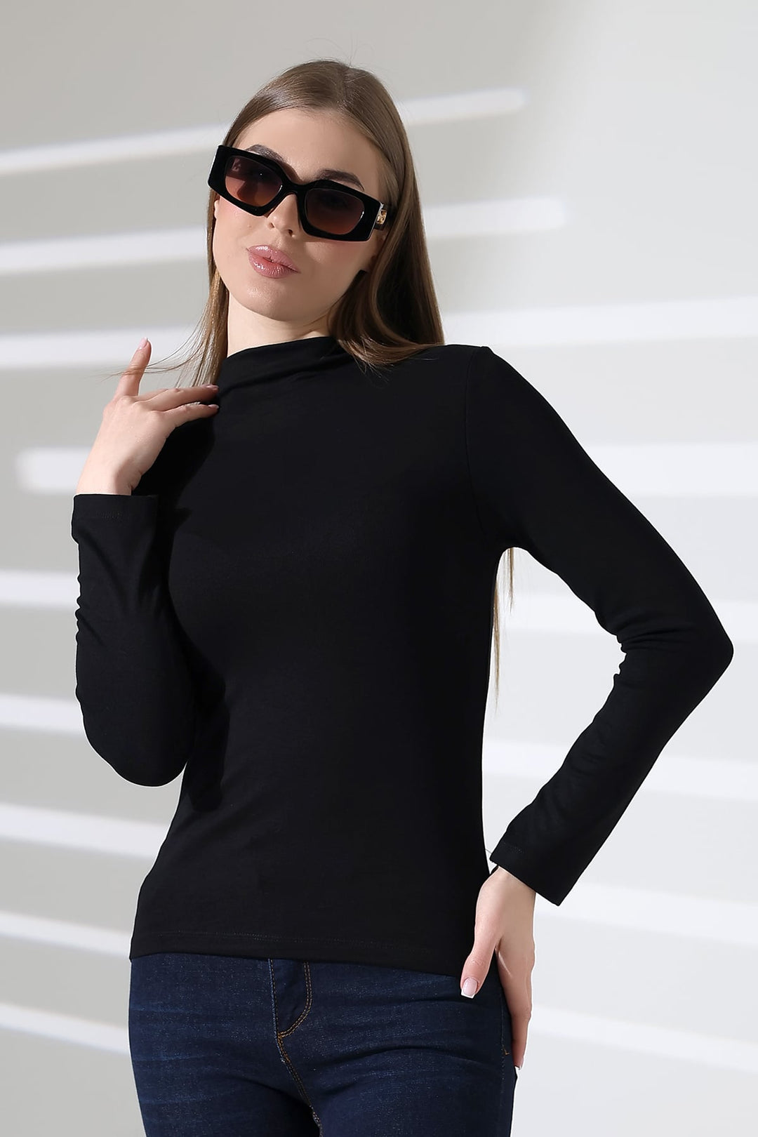 MPL Woman's High Neck Ribana Long Sleeve Blouse 21950 - Lynnwood
