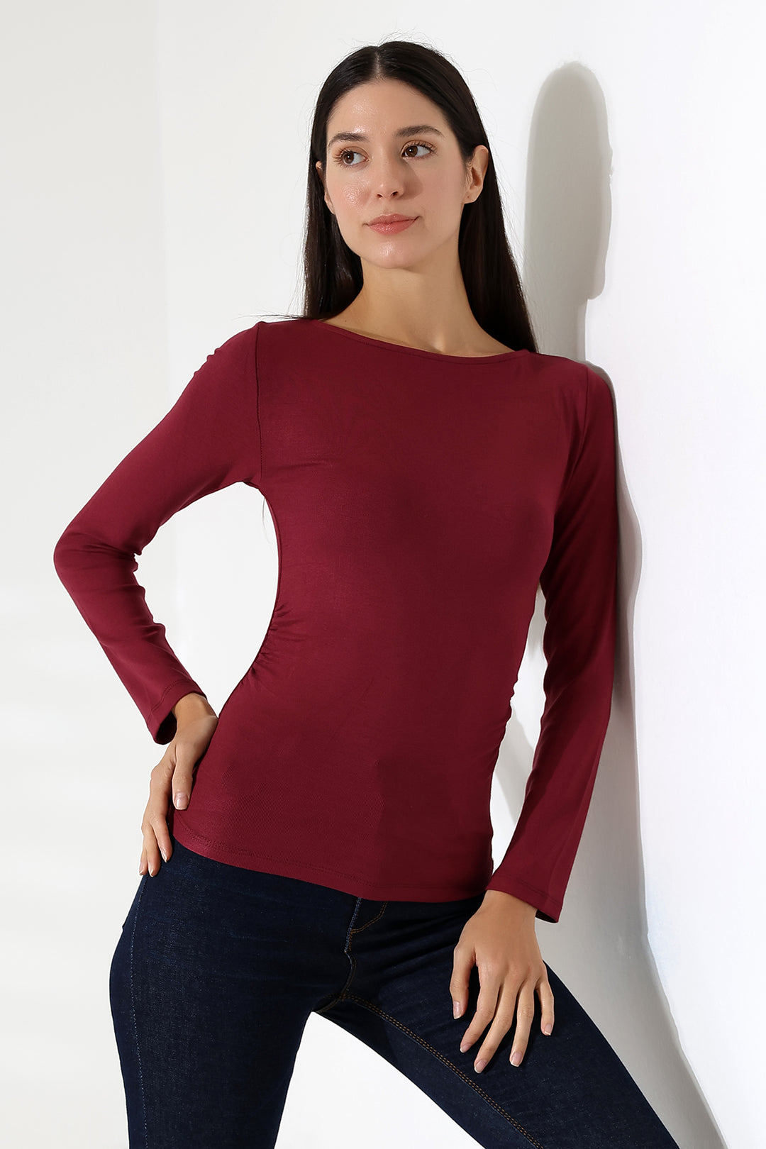MPL Boat Neck Sides Ruched Blouse 21951 - Brandon