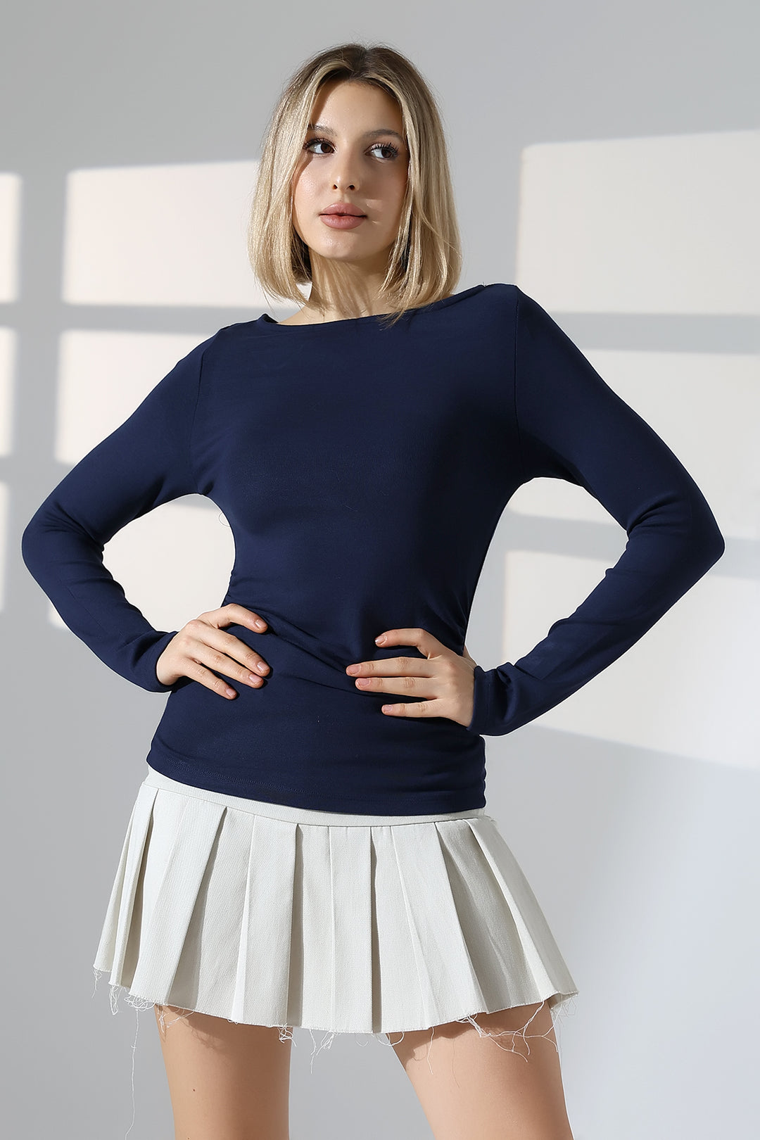 MPL Boat Neck Sides Ruched Blouse 21951 - Pombal
