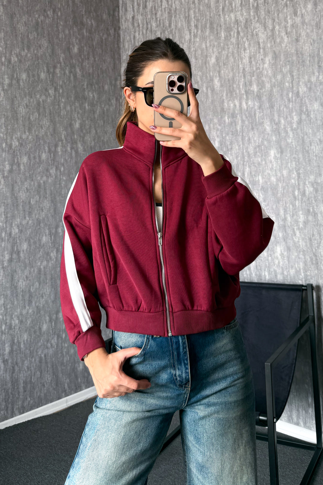 MPL Woman 3 Yarn Judge Collar Zippered Sweatshirt 21954 - Santa Ana Chiautempan