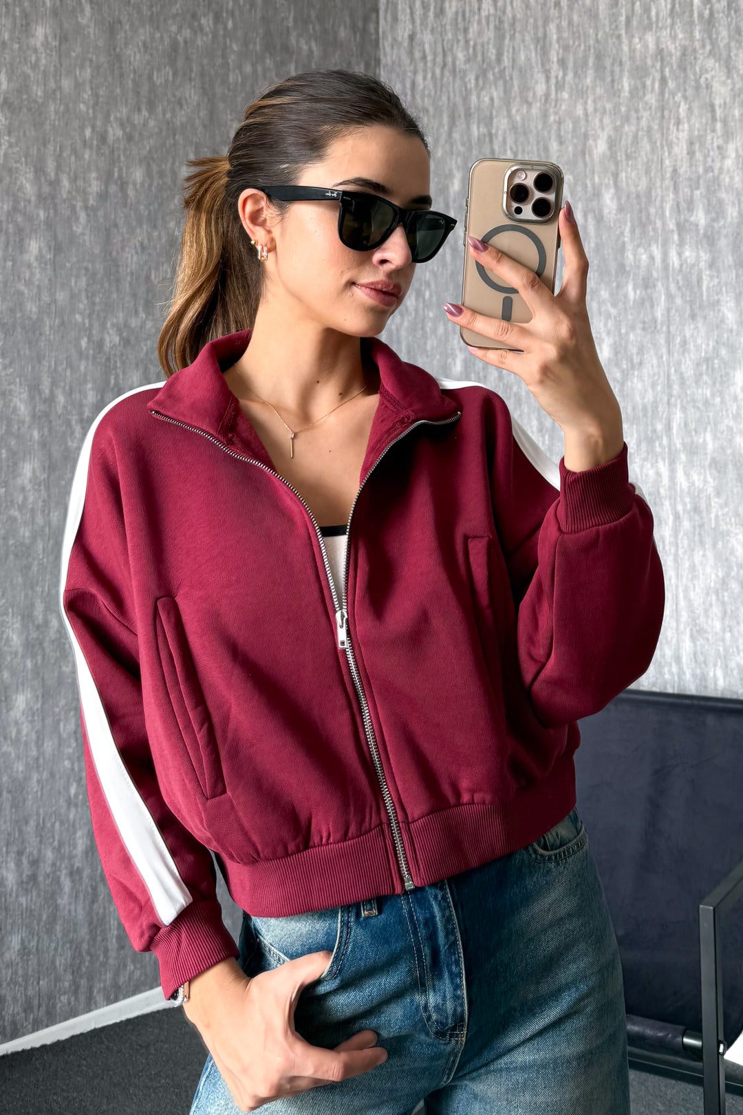 MPL Woman 3 Yarn Judge Collar Zippered Sweatshirt 21954 - Santa Ana Chiautempan