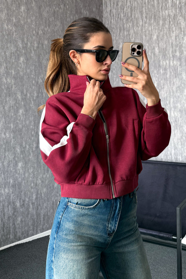 MPL Woman 3 Yarn Judge Collar Zippered Sweatshirt 21954 - Santa Ana Chiautempan