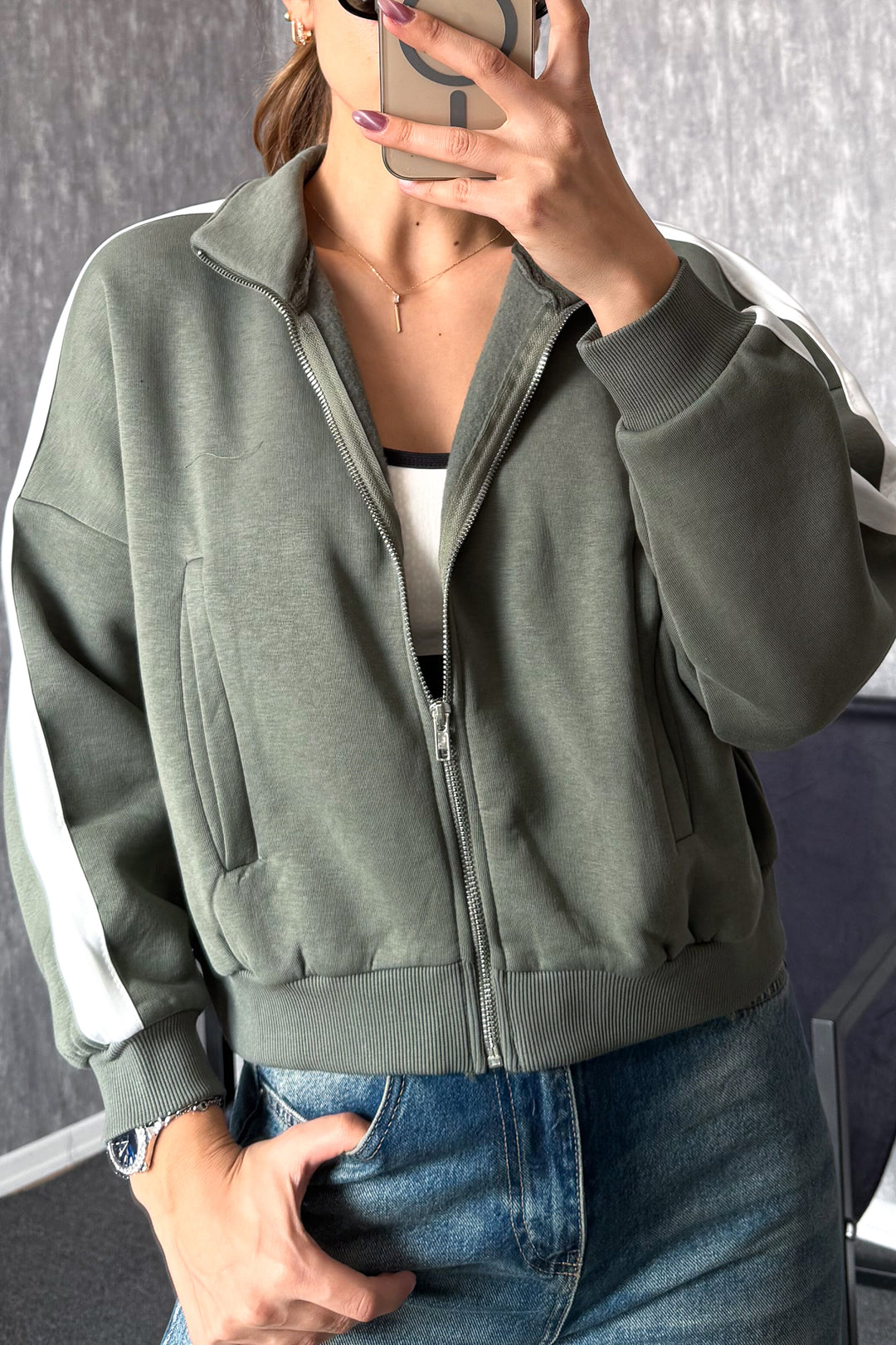 MPL Woman 3 Yarn Judge Collar Zippered Sweatshirt 21954 - Fargo